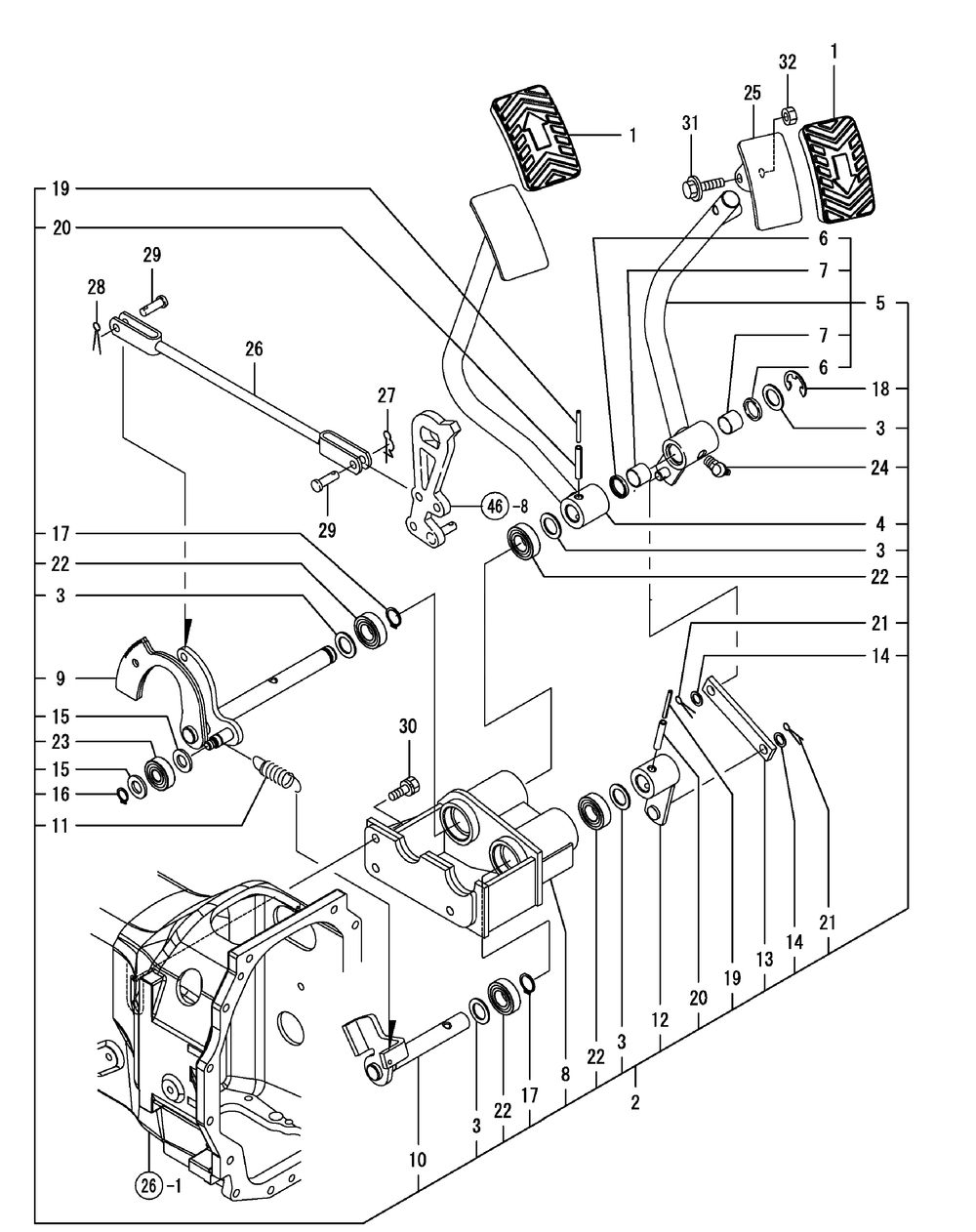 Hydraulic Pedal Diagram and Parts List for SX3100 54ALB4S727-54ALB4SW727-54ALB4SX727-54ALB4SY727-54ALB4SZ727-54AMB4S727-54AMB4SW727-54AMB4SX727-54AMB4SY727-54AMB4SZ727 Cub Cadet Lawn Tractor